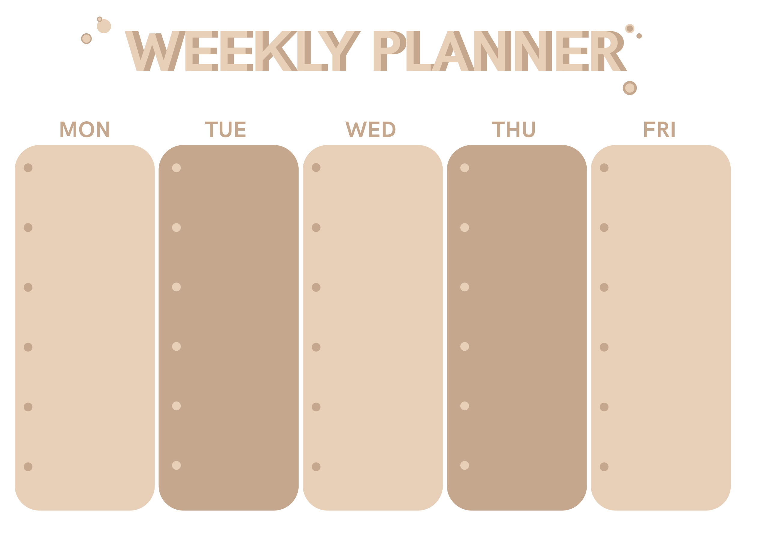 Plan tygodnia beżowo-brązowy