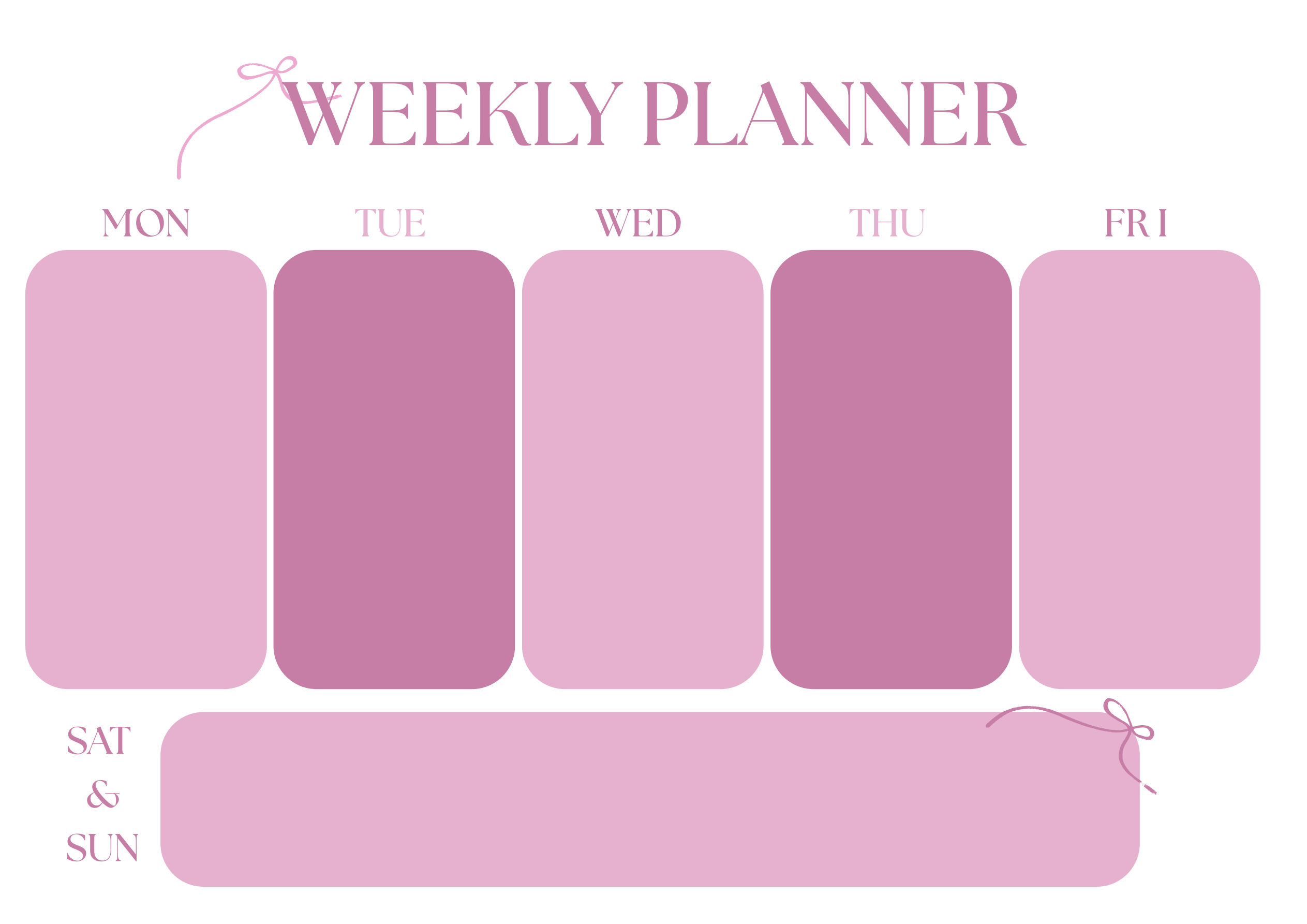 Plan Tygodnia - różowy