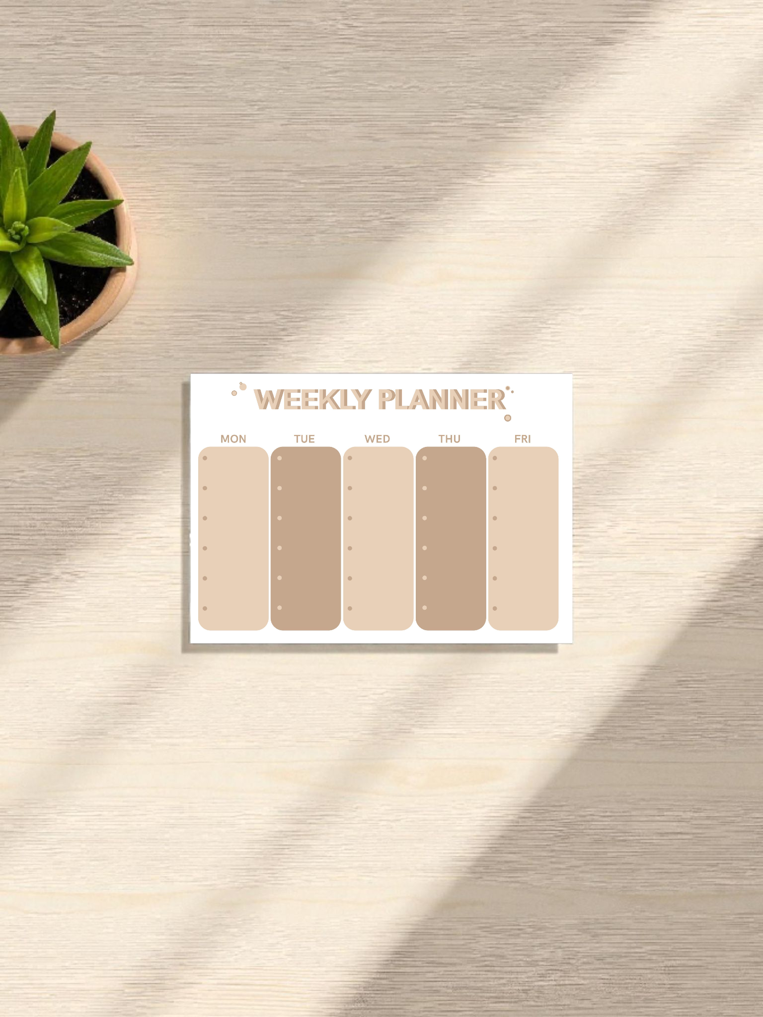 Plan tygodnia beżowo-brązowy